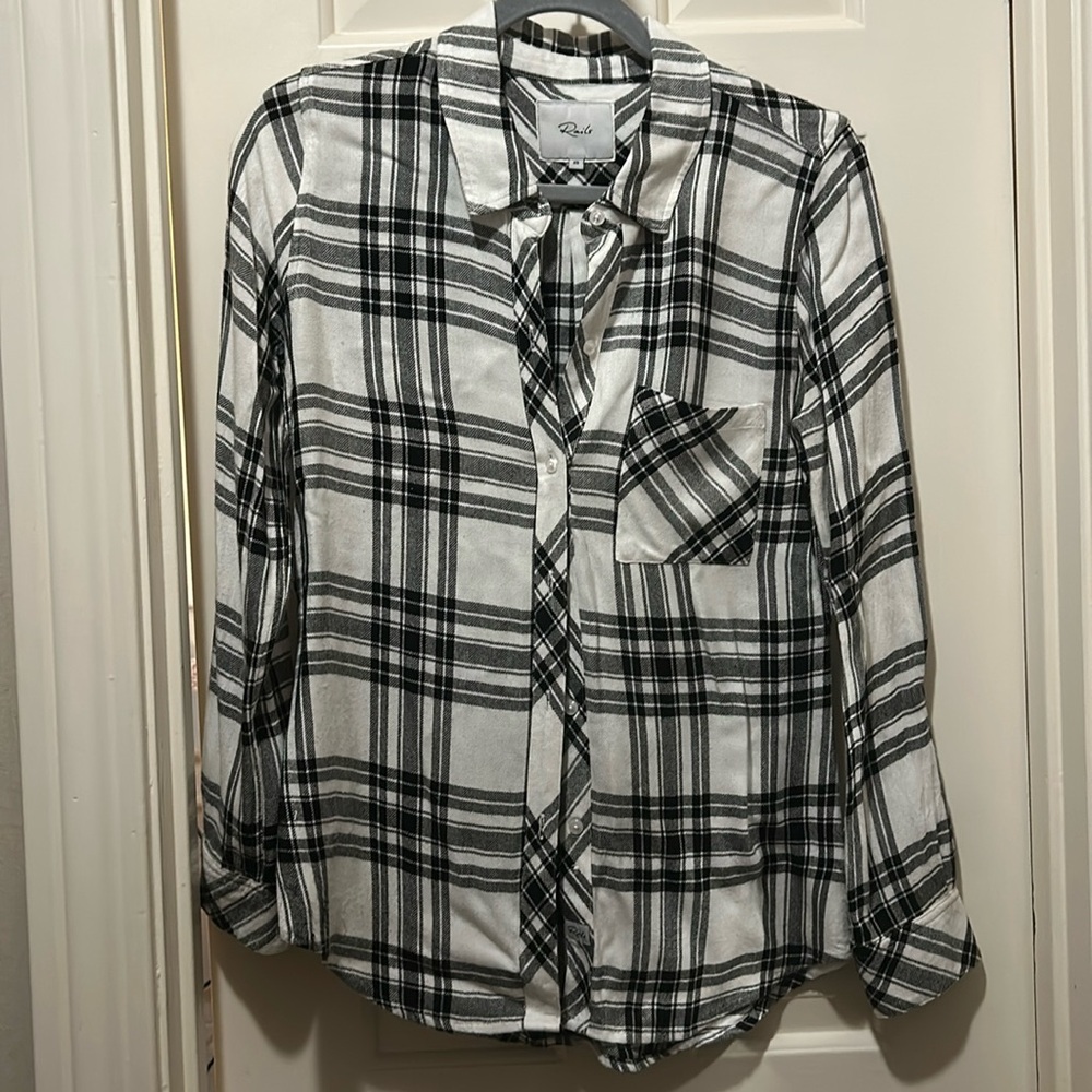Rails women’s Hunter white and black flannel shirt in XS